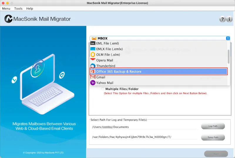 MacSonik Email Migrator screenshot 2