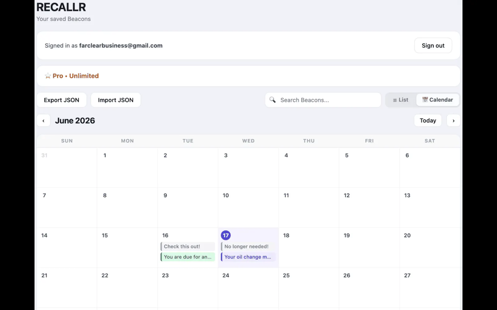 RECALLR 1.1.3 screenshot 2