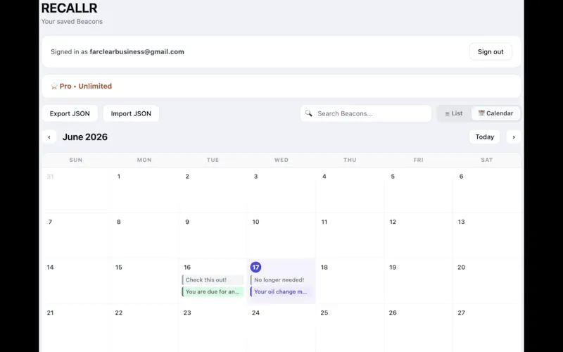 RECALLR 1.1.3 screenshot 2
