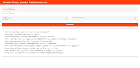 Software Interview Questions Generator gallery image