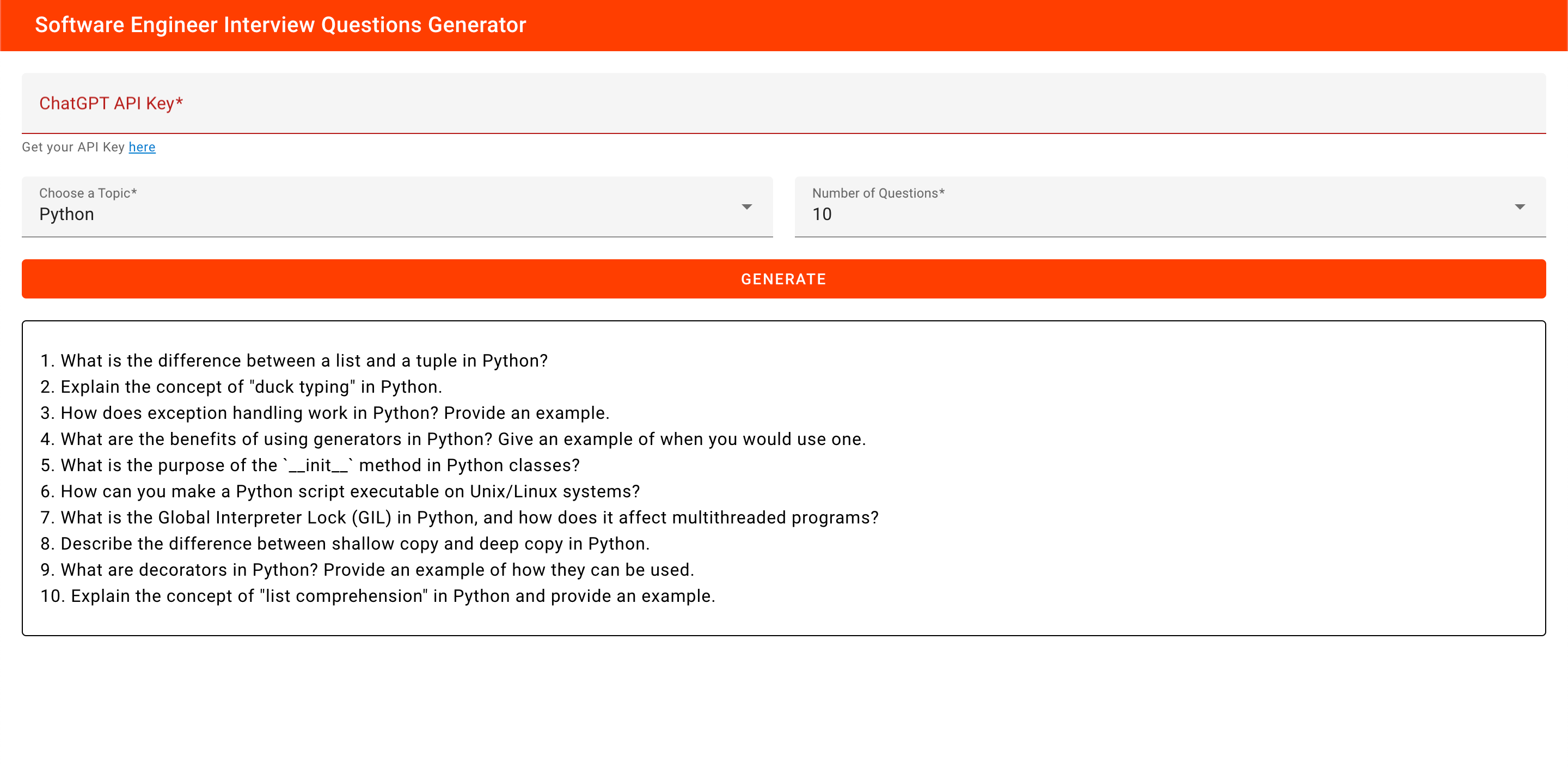 Software -Interview Fragen Generator - Chatgpt-generierte Fragen für Software-Ingenieurinterviews Medien 1