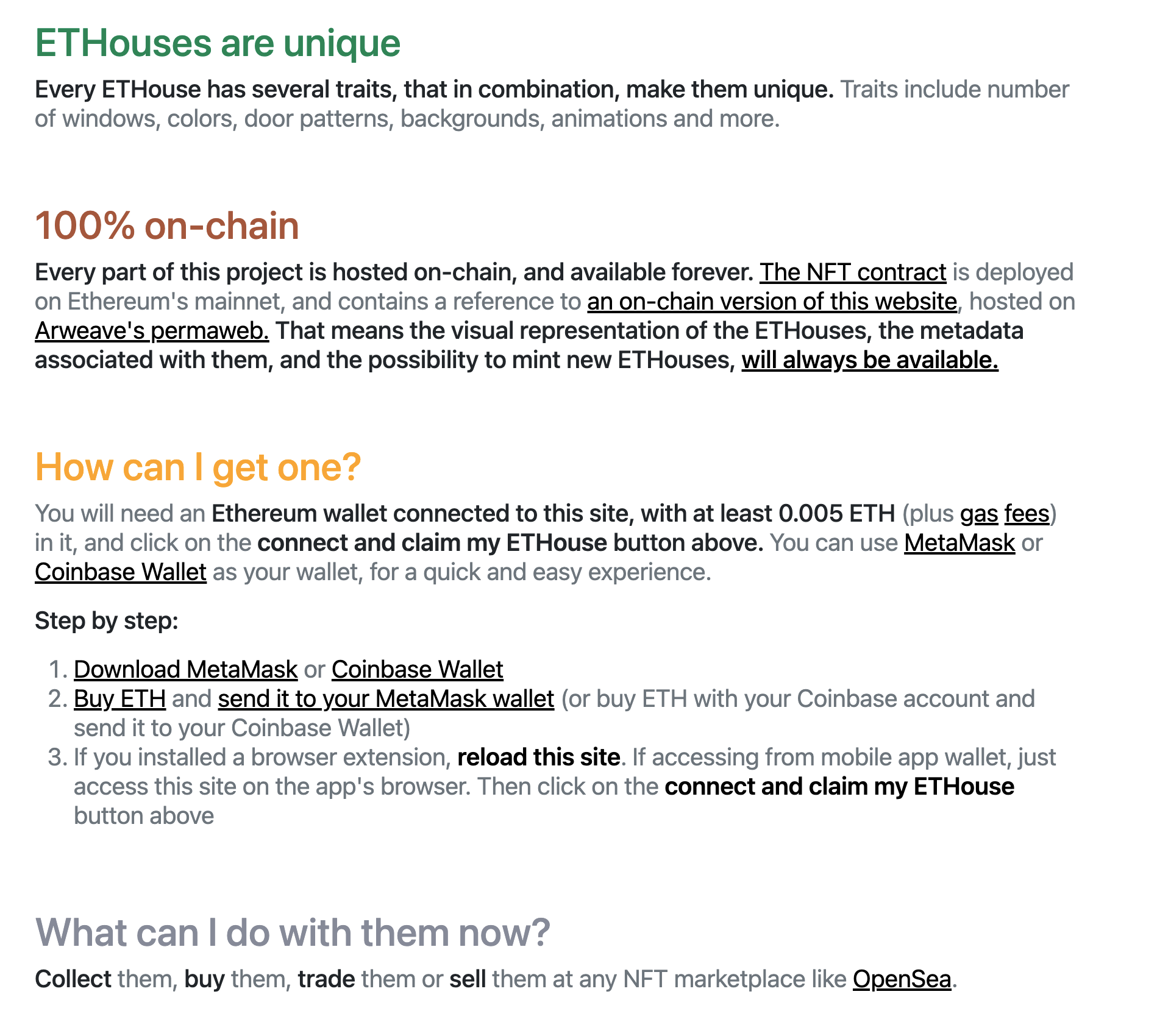 ETHouses: On-chain generative art gallery image