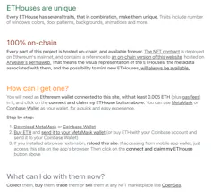 ETHouses: On-chain generative art gallery image