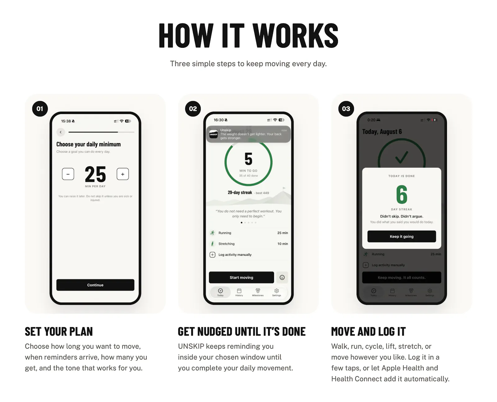 UNSKIP: Fitness Habit Tracker screenshot 1