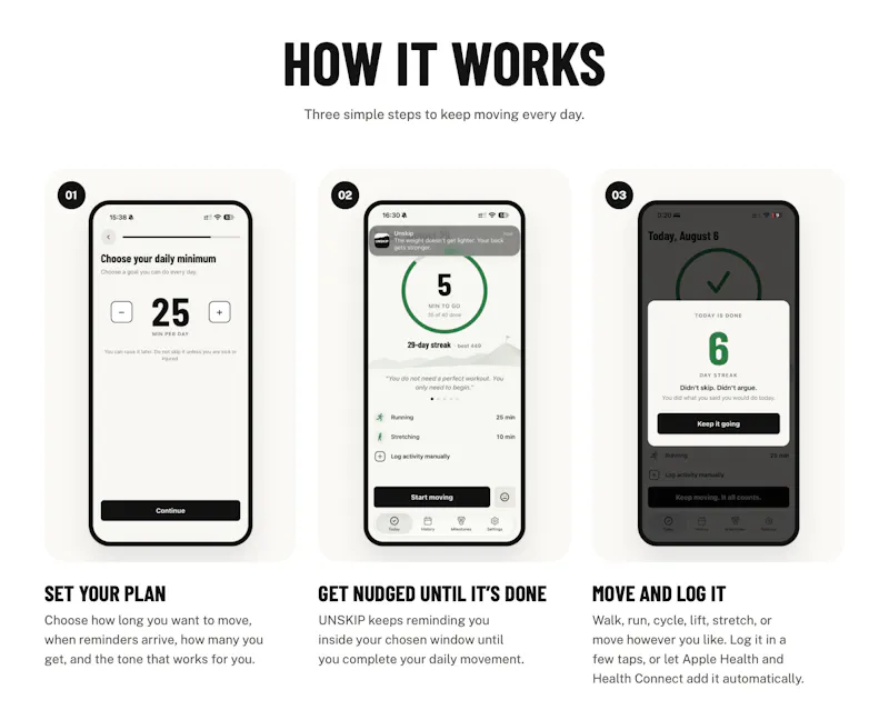 UNSKIP: Fitness Habit Tracker screenshot 1