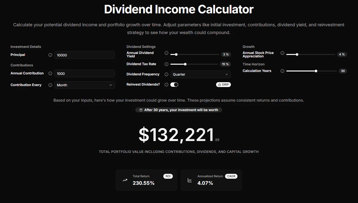 Dividend calculator gallery image
