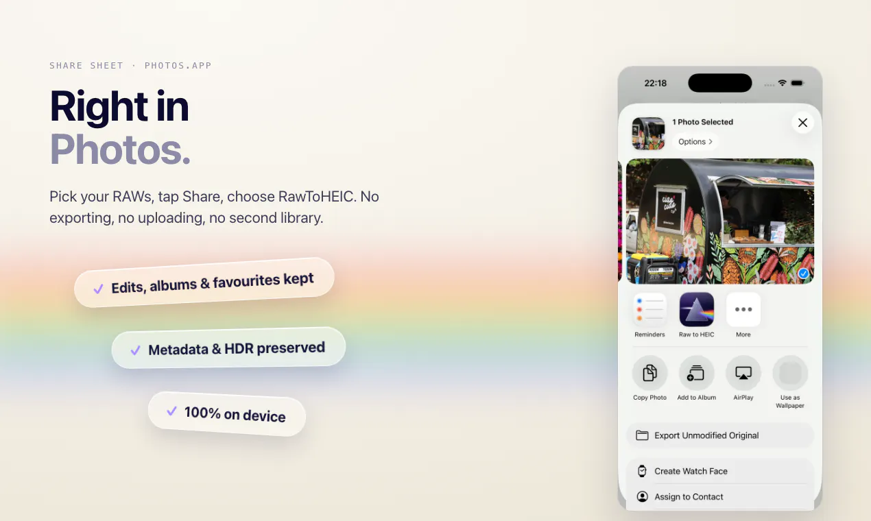 RawToHEIC screenshot 2