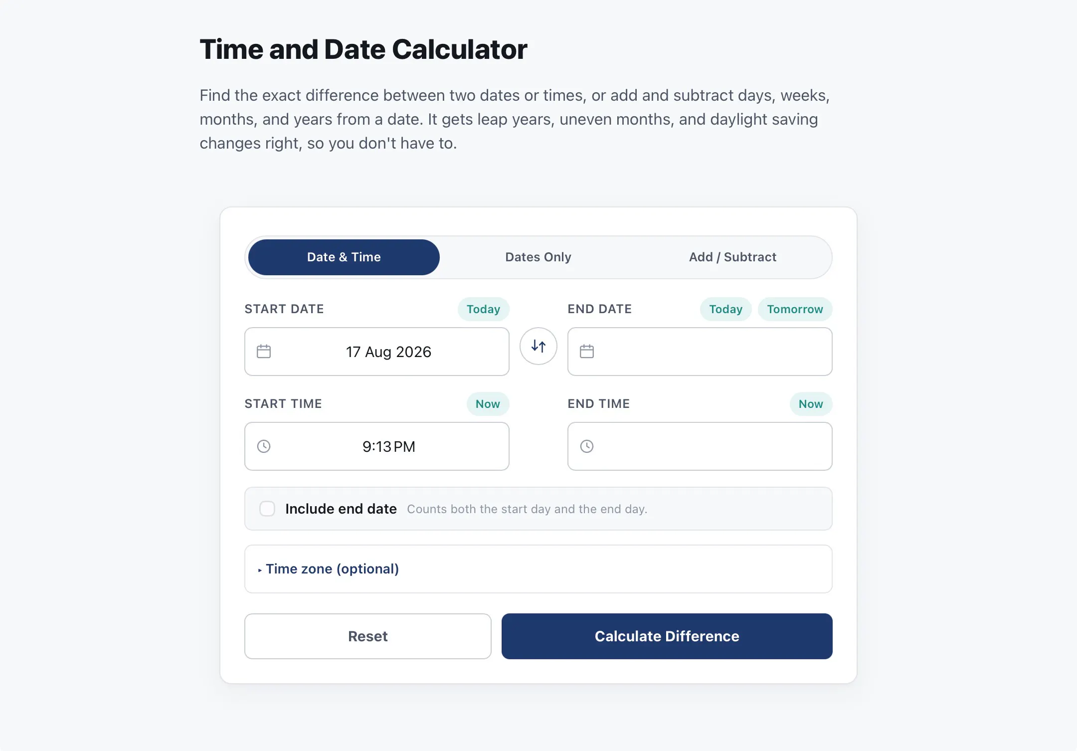 Time and Date Calculator gallery image