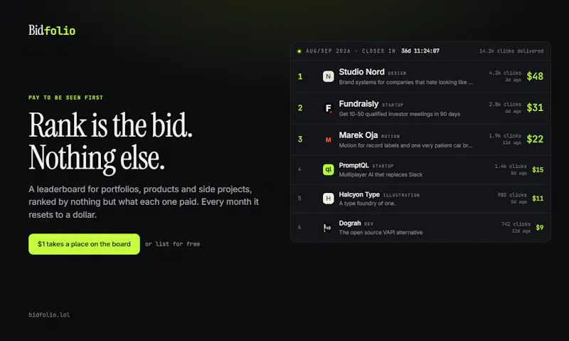 Bidfolio screenshot 1
