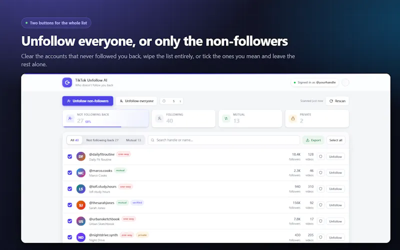 TikTok Unfollow AI screenshot 2