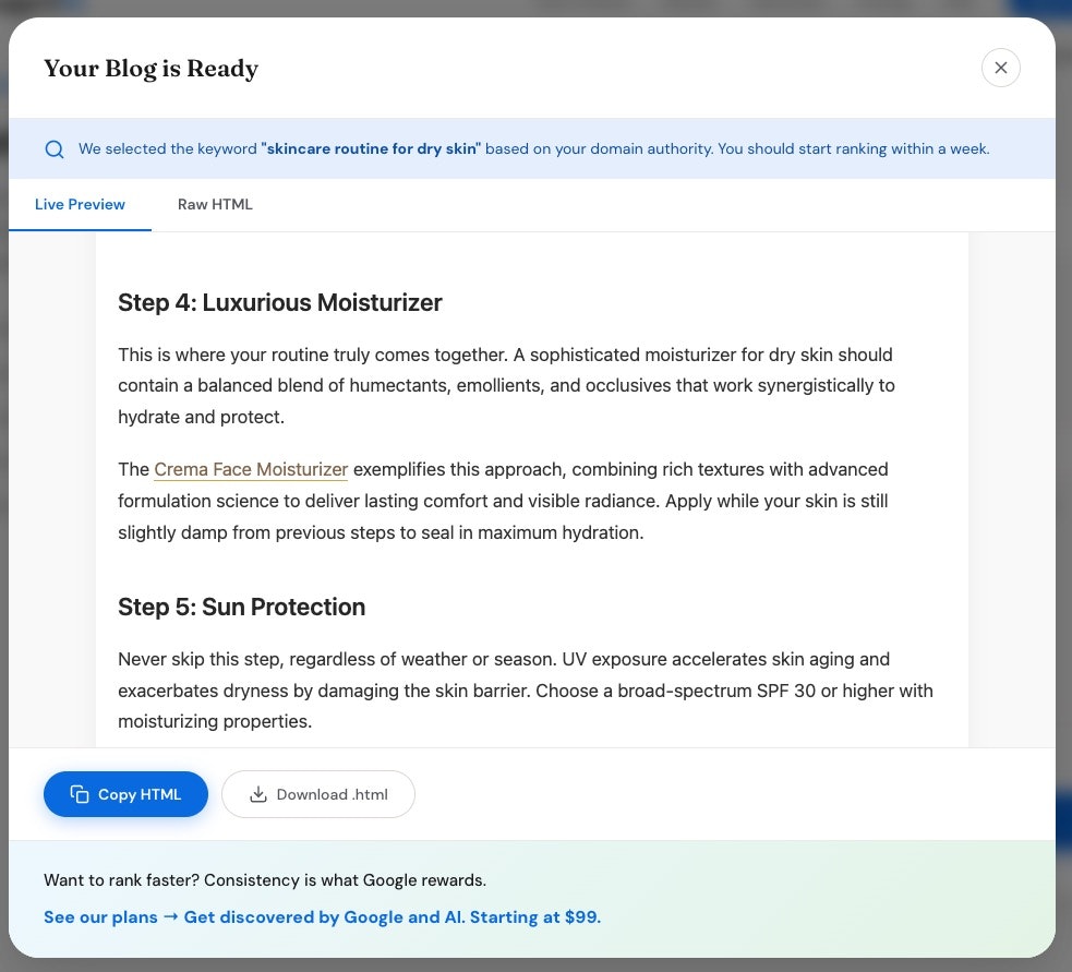 BloggedAi- Ranking SEO + AI Discovery - Screenshot 5 showing product features and functionality