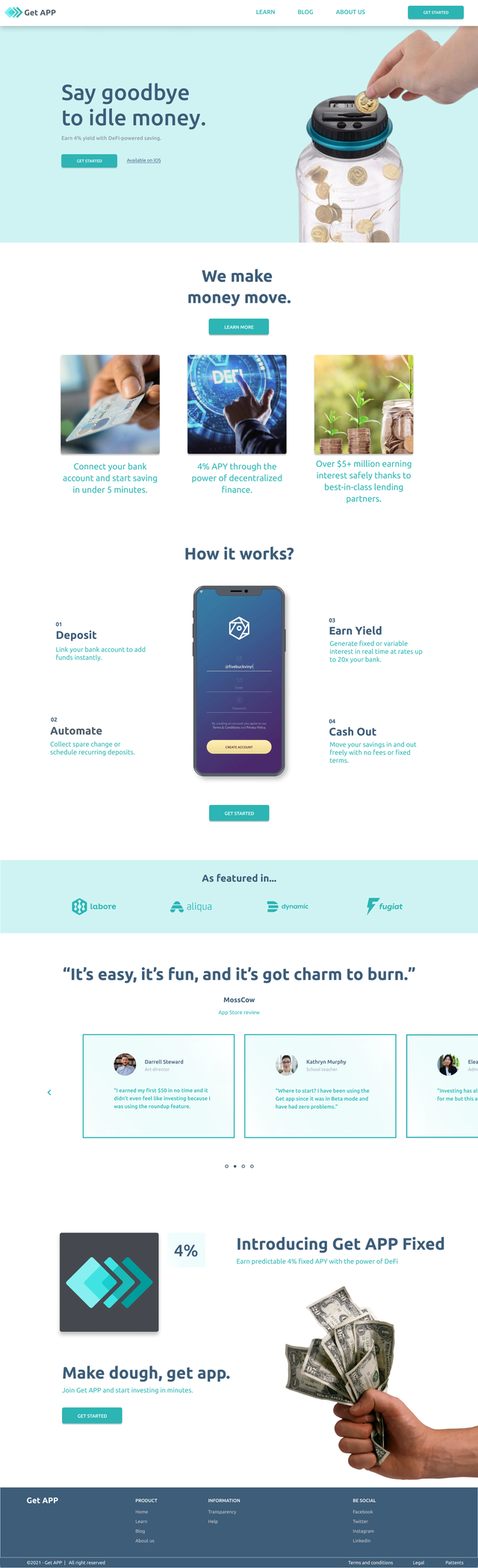 Bank website - Main screenshot showing features and interface