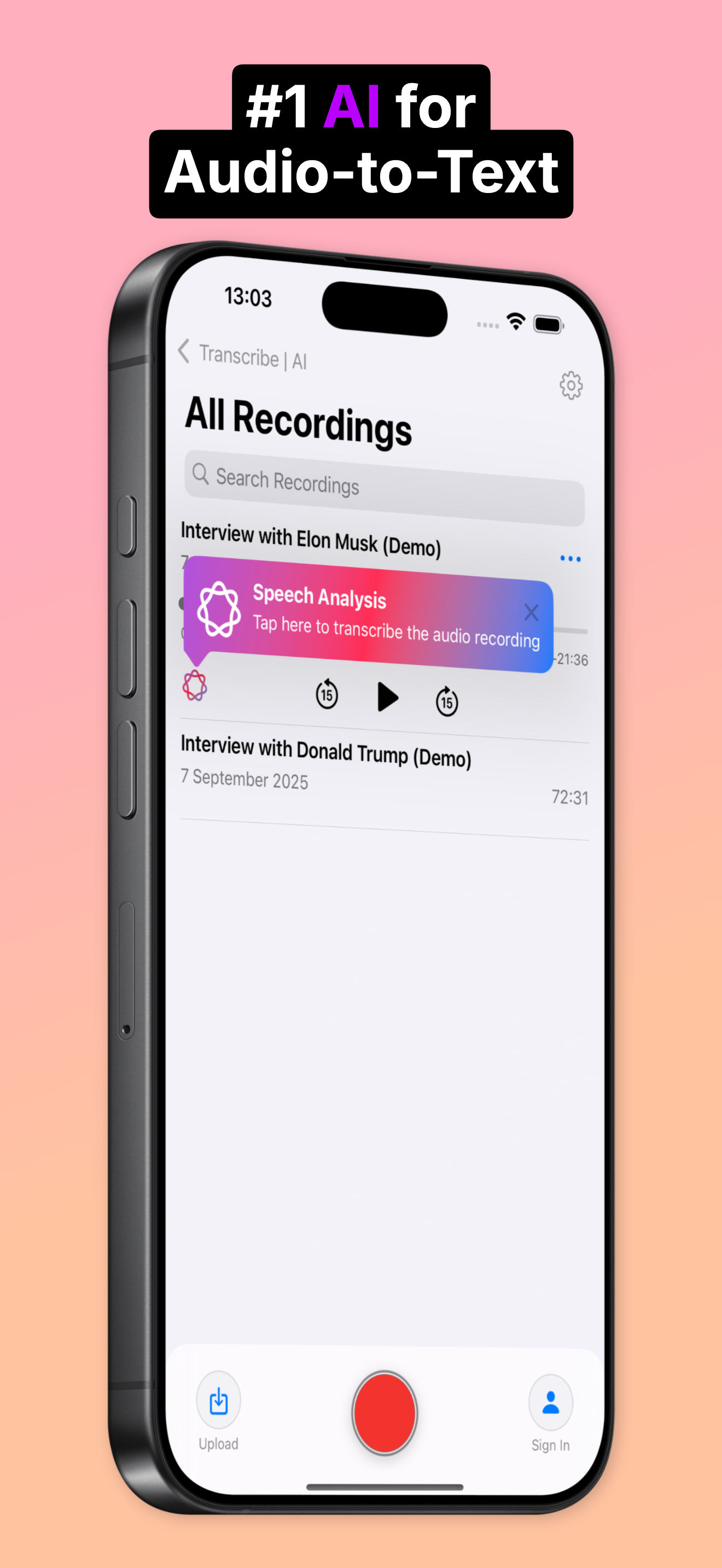 Transcribe | AI - Main screenshot showing features and interface