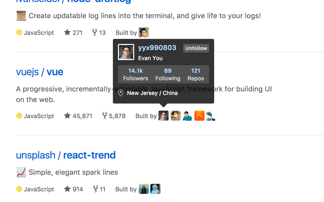 GitHub Hovercard gallery image
