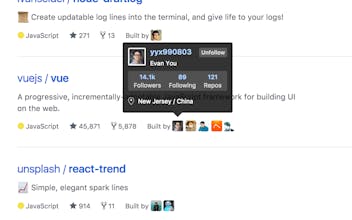 GitHub Hovercard gallery image