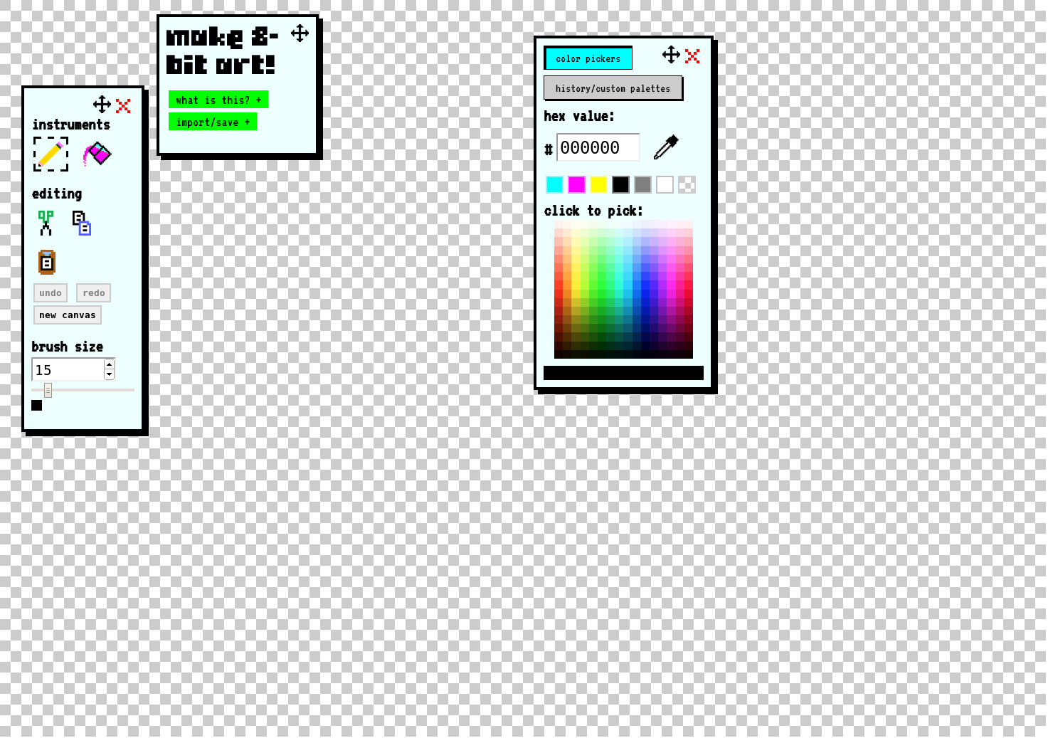 Make 8Bit Art! An inbrowser canvas tool for making retro art