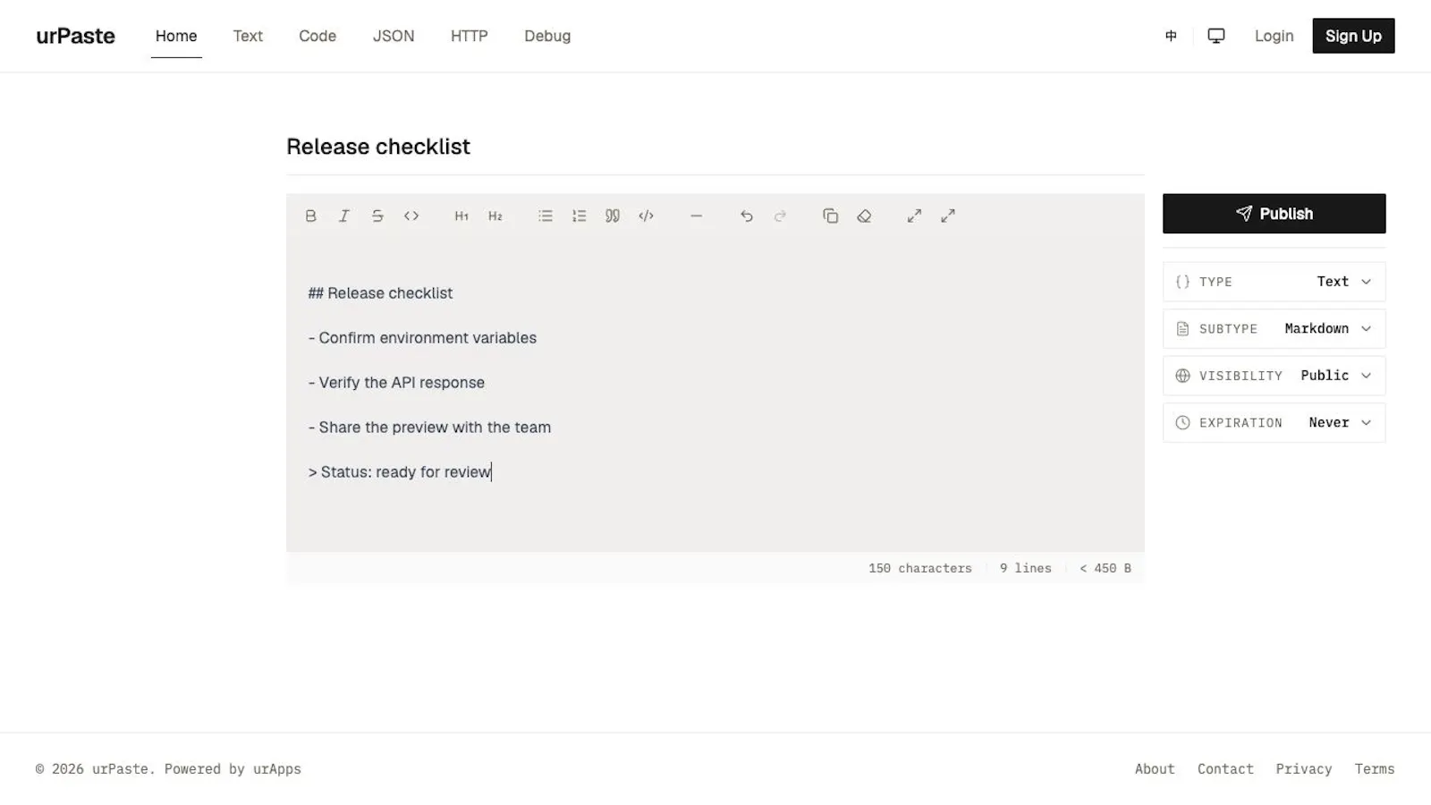 urPaste screenshot 1