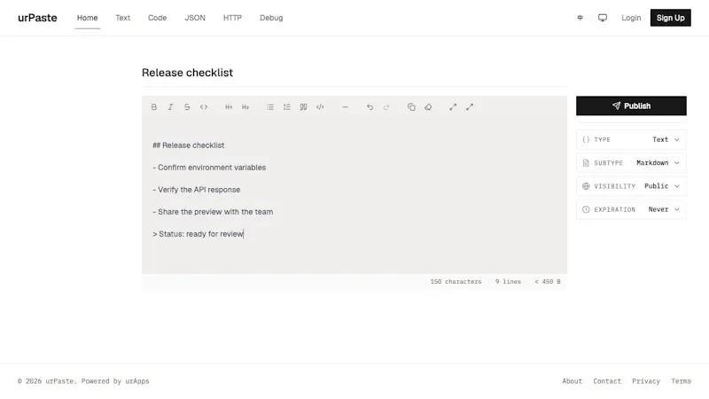 urPaste screenshot 1