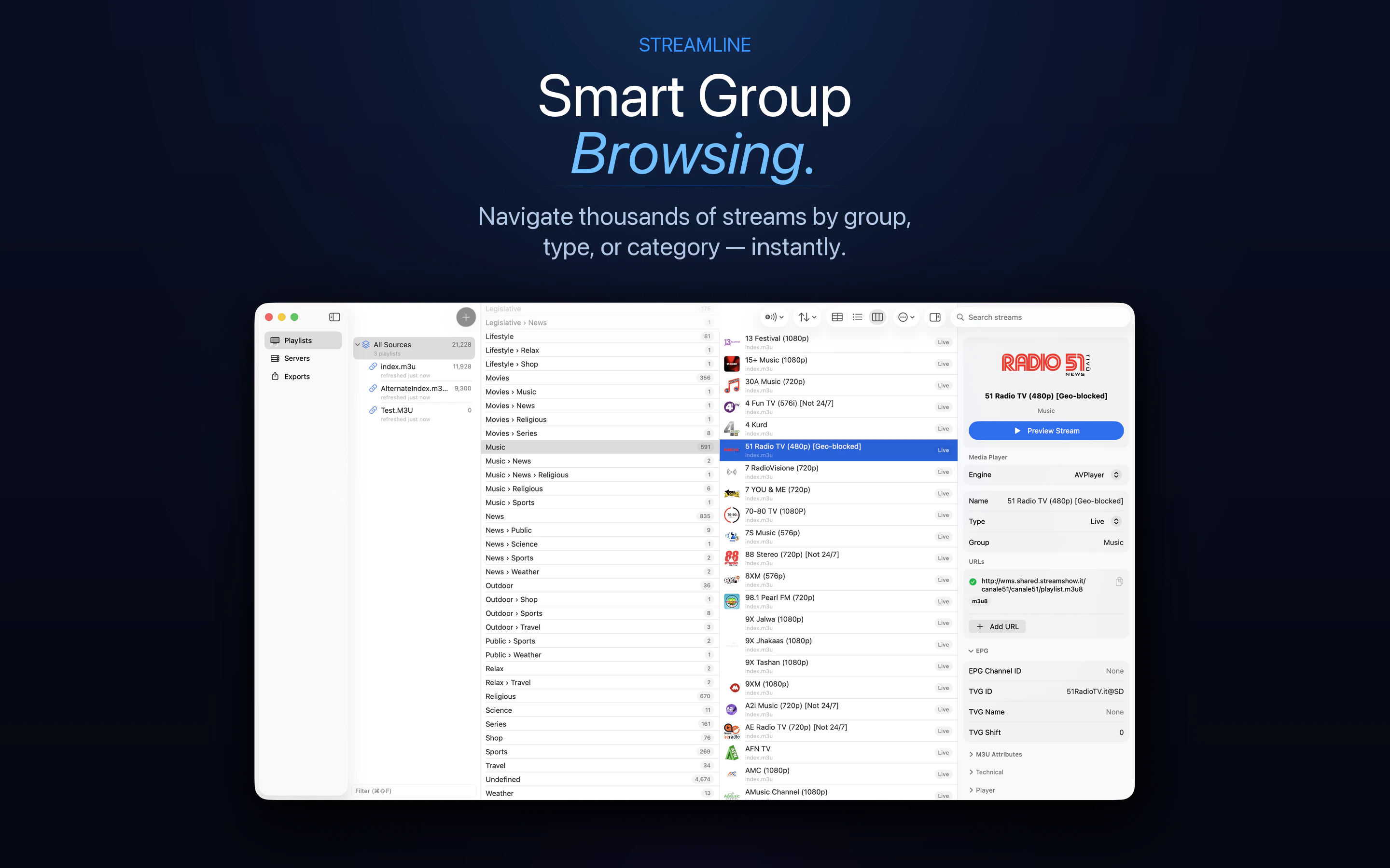 Streamline — M3U & IPTV Playlist Editor screenshot 4