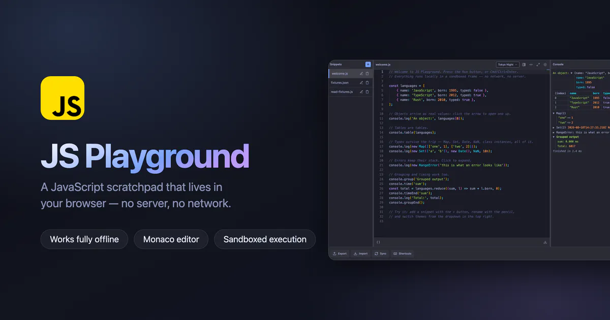 Offline JS Playground gallery image