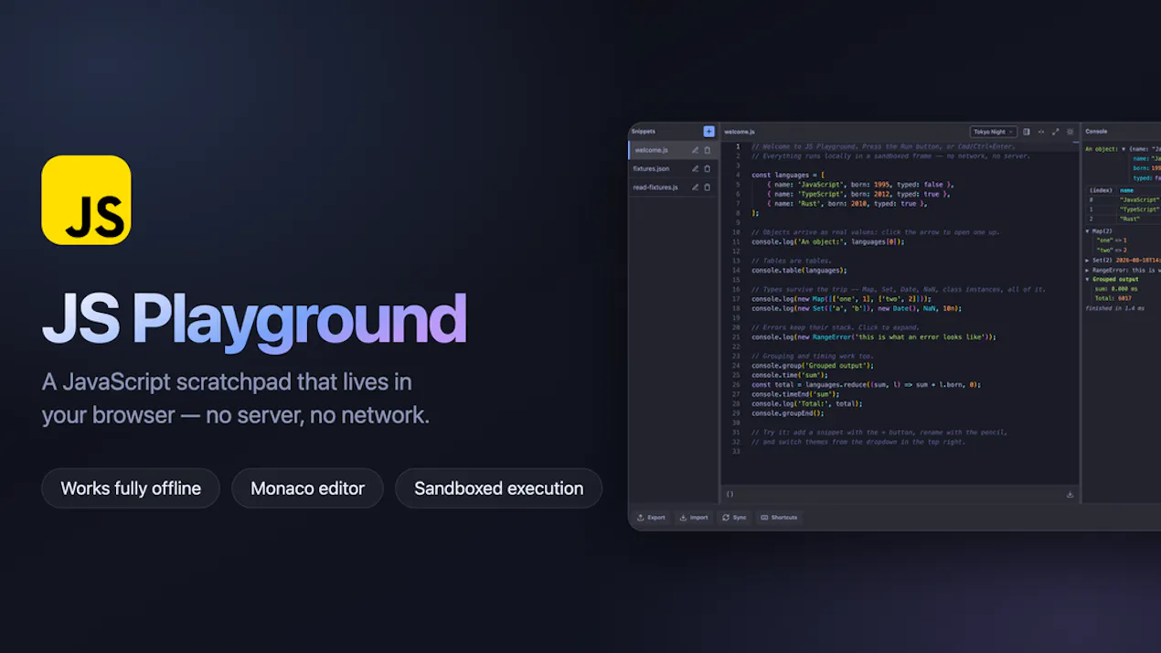 Offline JS Playground product