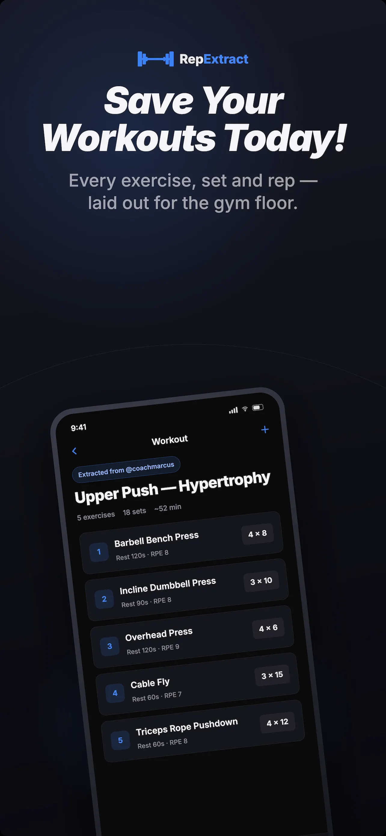 RepExtract - Social Media Workout App gallery image