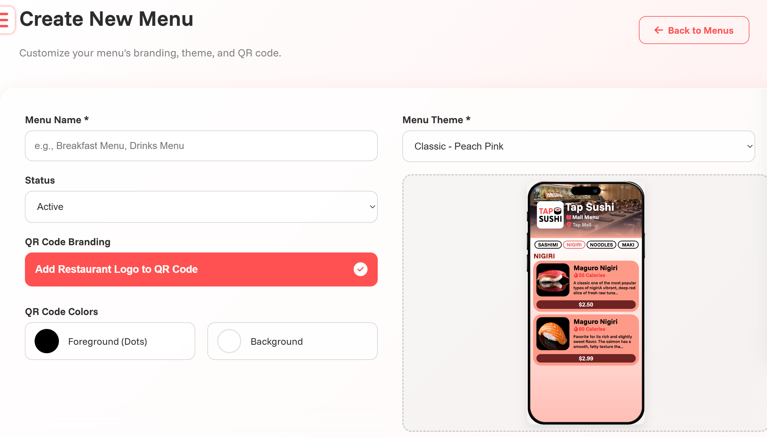 Online QR Menu Maker gallery image