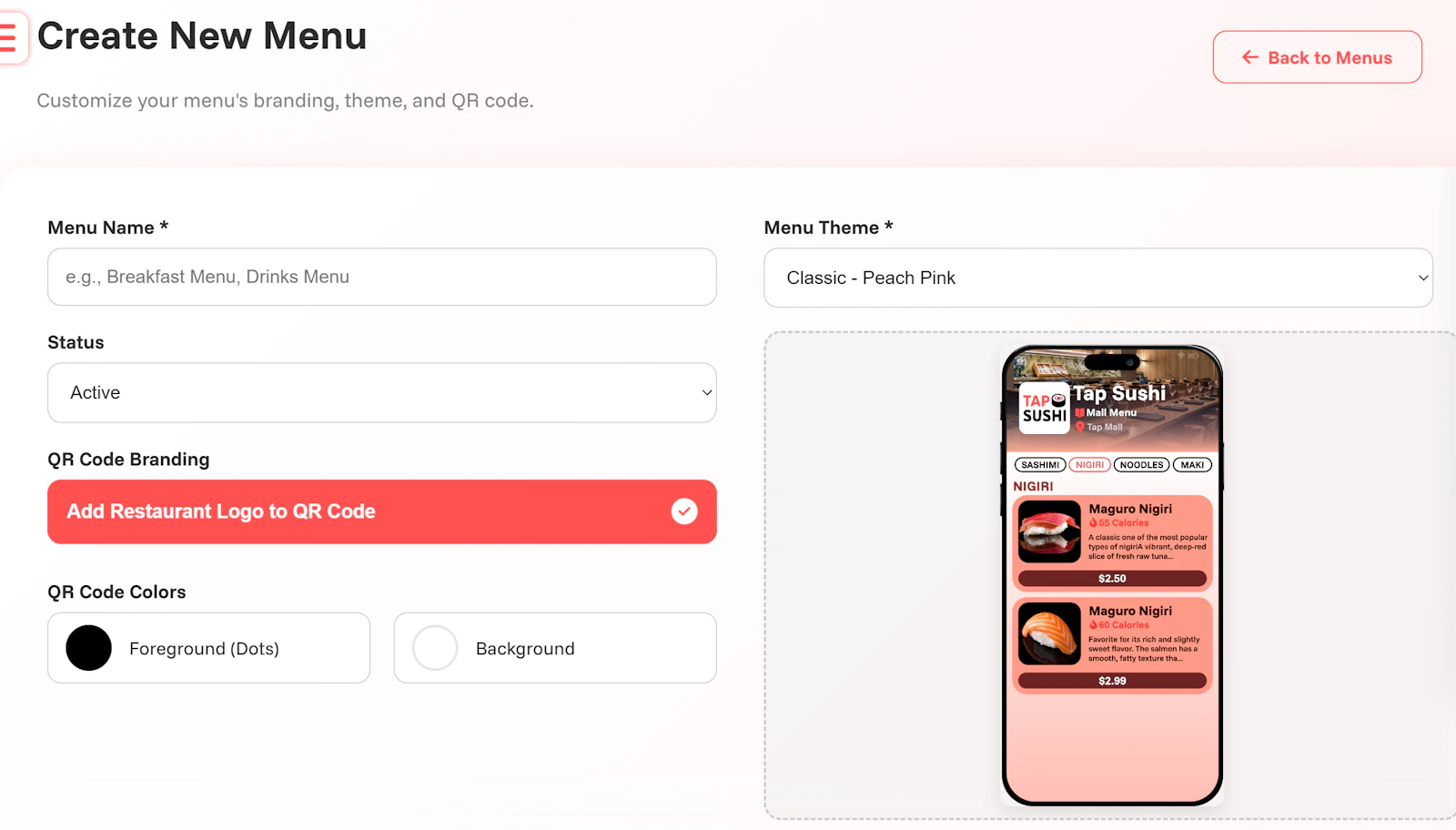 Online QR Menu Maker screenshot 2