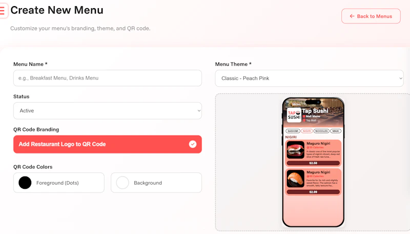 Online QR Menu Maker screenshot 2