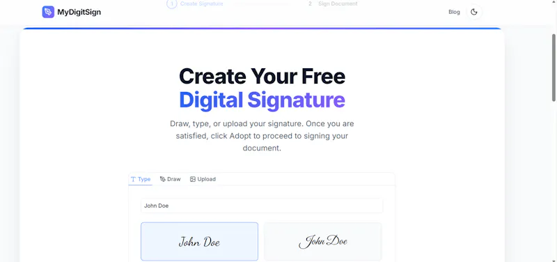 Digital signature screenshot 1