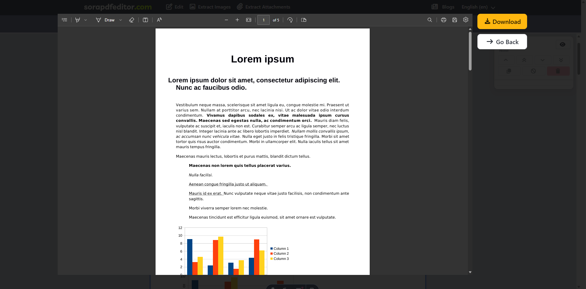 sorapdfeditor.com - Screenshot 2 showing product features and functionality