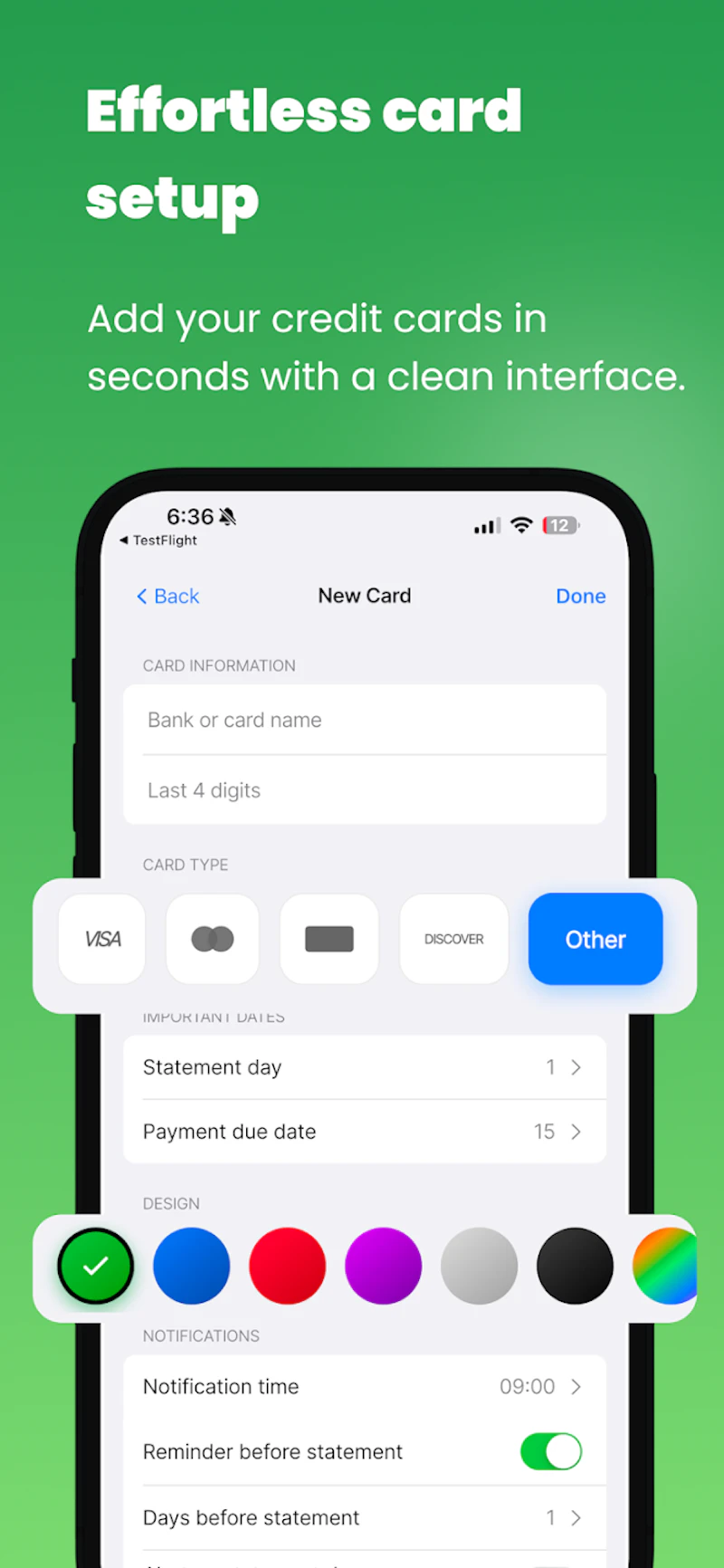 Credit Card Reminder screenshot 3