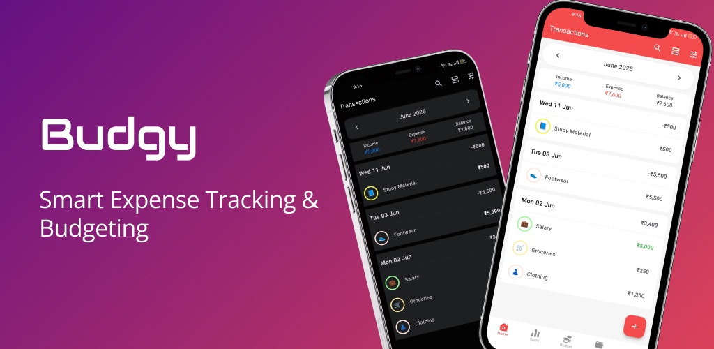 Budgy: Budget Planner - Main product screenshot demonstrating key features and user interface