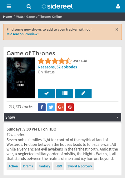 SideReel (Responsive Relaunch)  gallery image