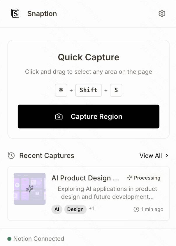 Snaption - Main product screenshot demonstrating key features and user interface
