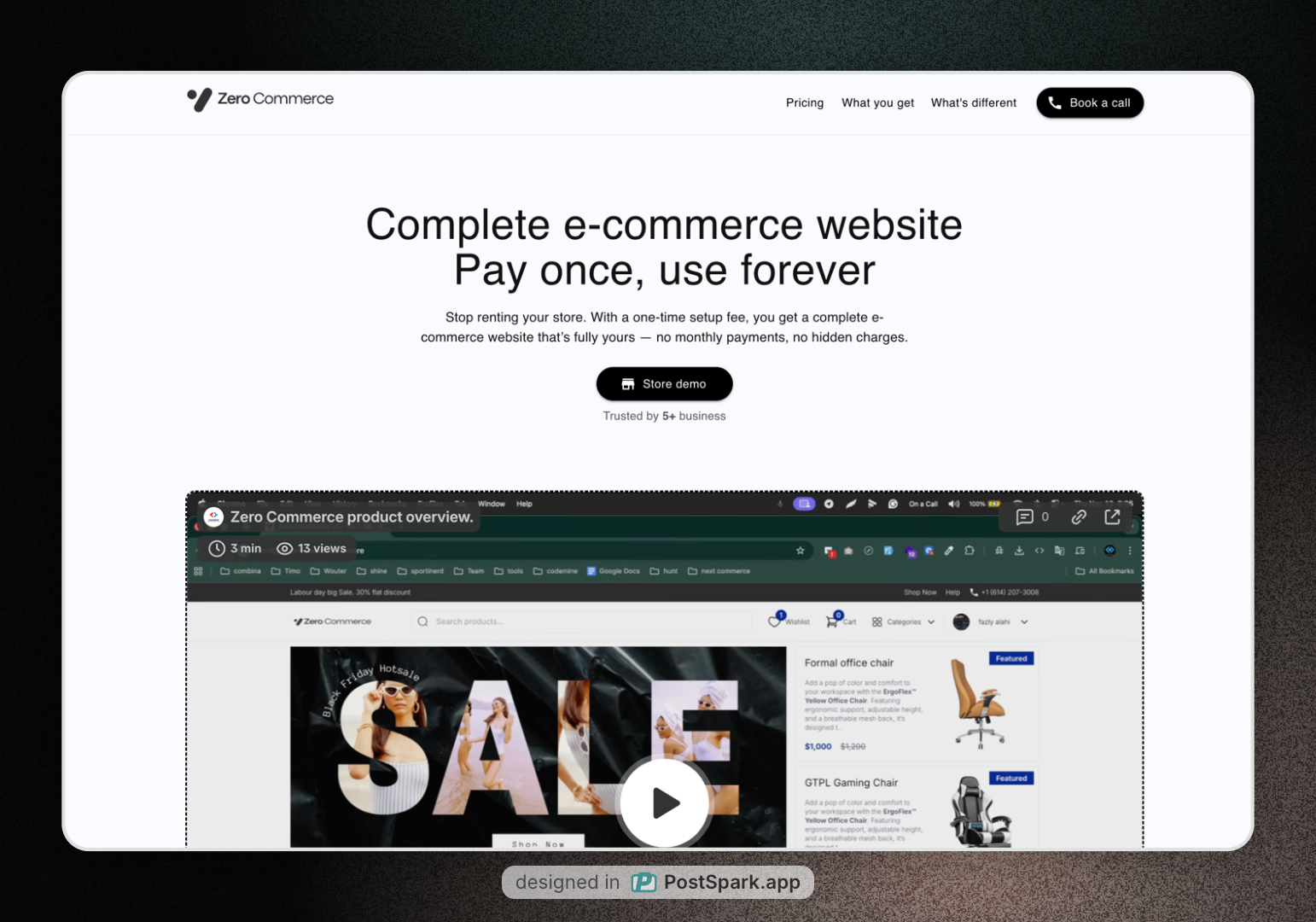 ZeroCommerce - Main product screenshot demonstrating key features and user interface