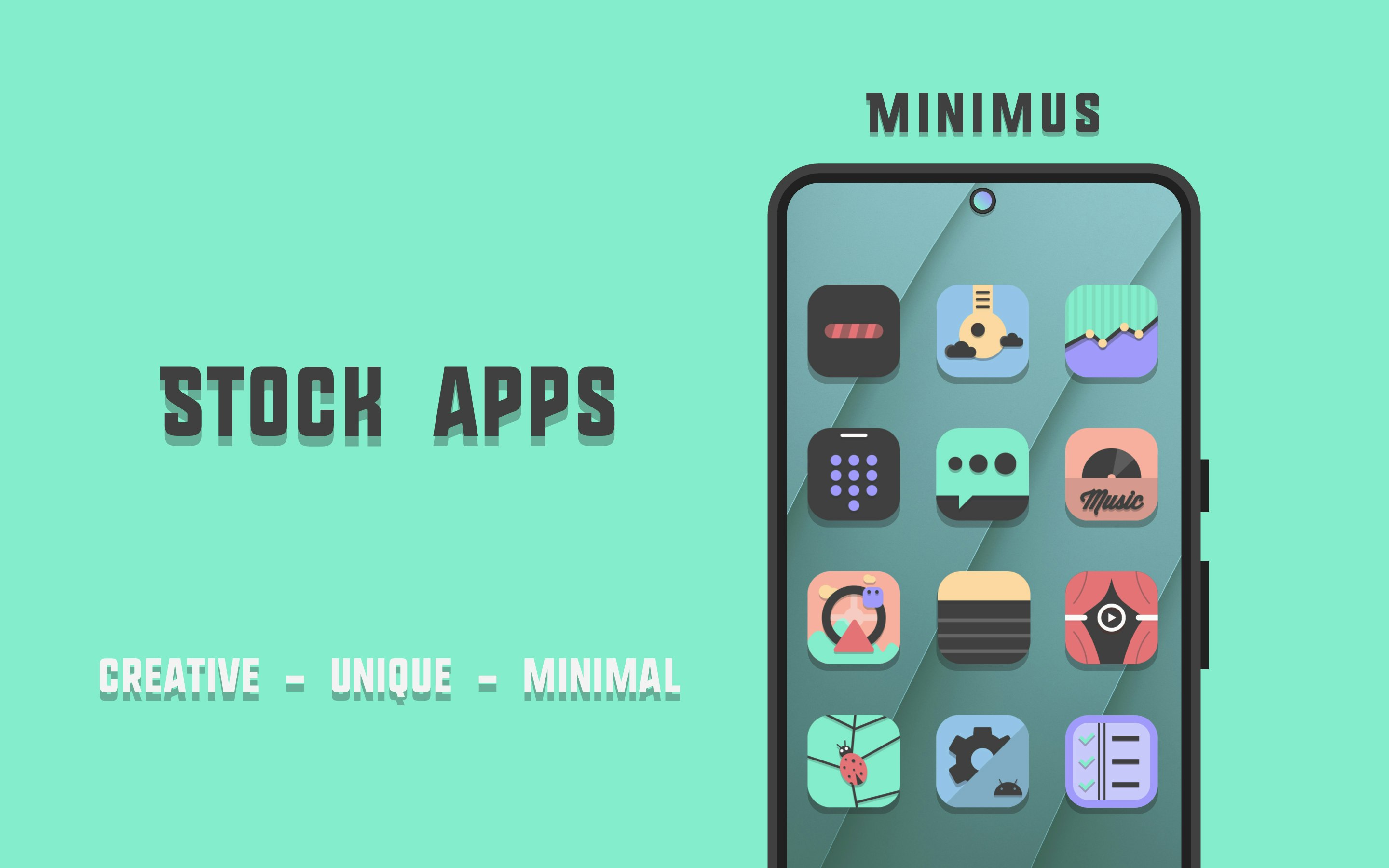 Media Ikon minimus - ikon minimum yang gelap namun bersemangat untuk peranti Android anda 2