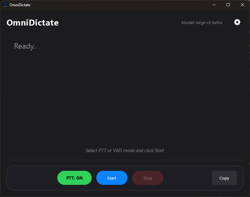 OmniDictate - Main product screenshot demonstrating key features and user interface