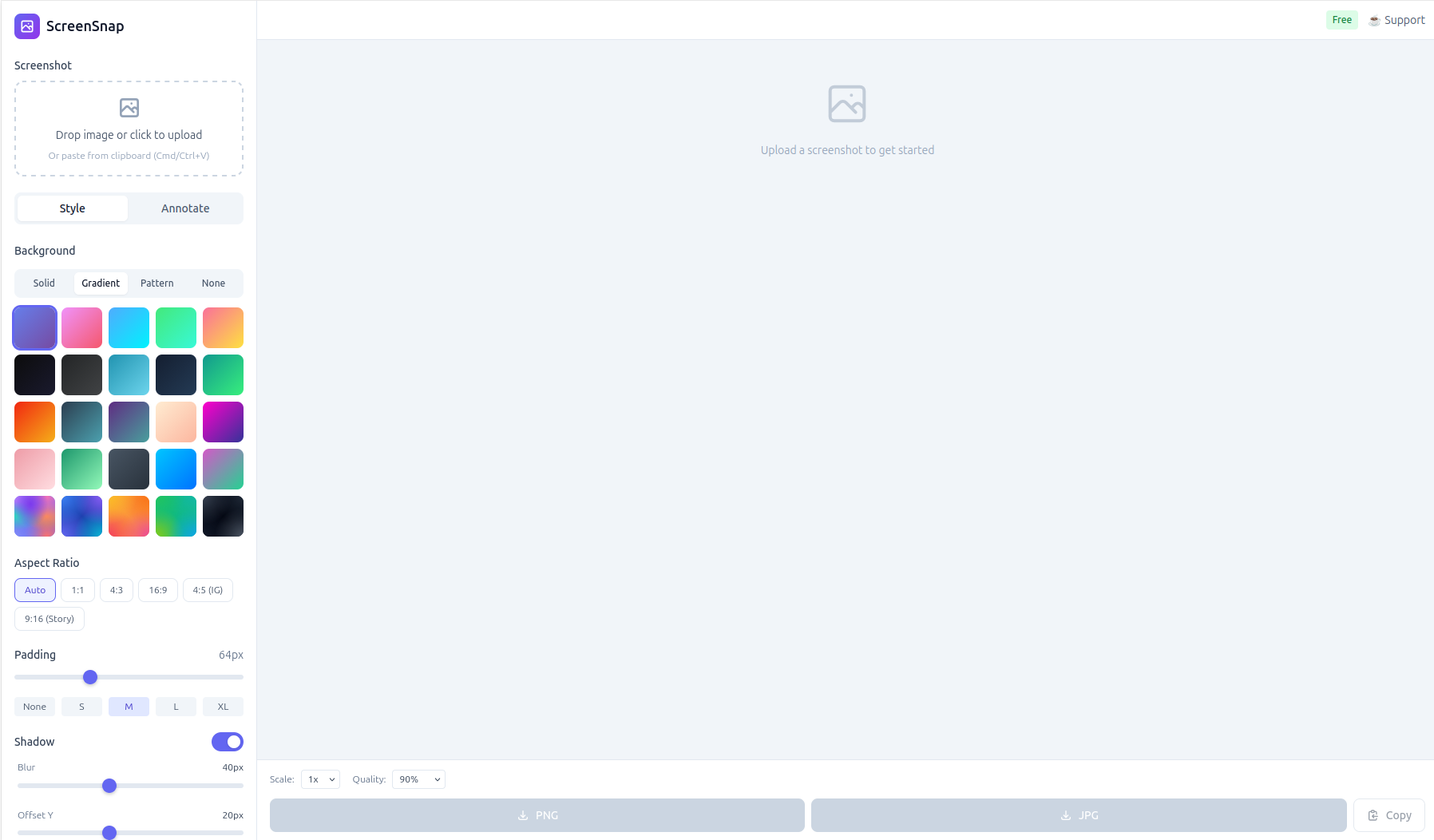 ScreenSnap Free - Main product screenshot demonstrating key features and user interface