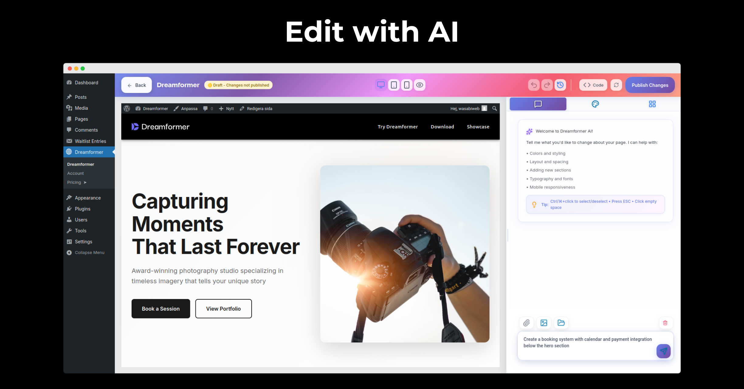 Dreamformer - Screenshot 3 showing product features and functionality