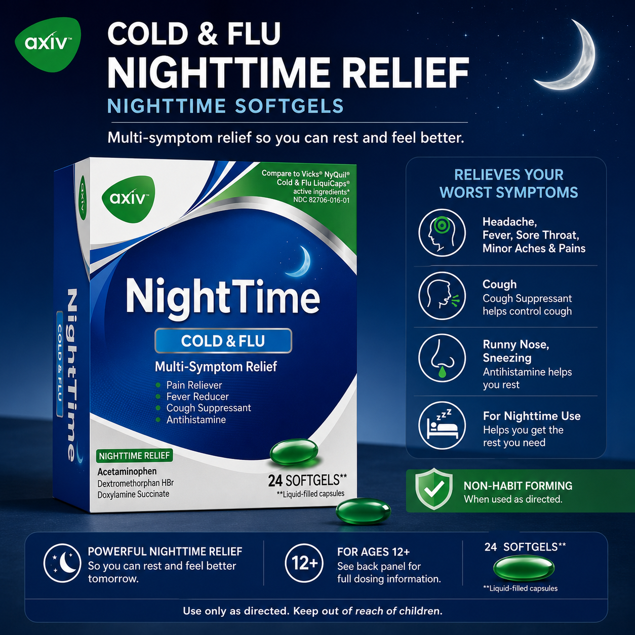 AXIV NightTime 24 Softgels
