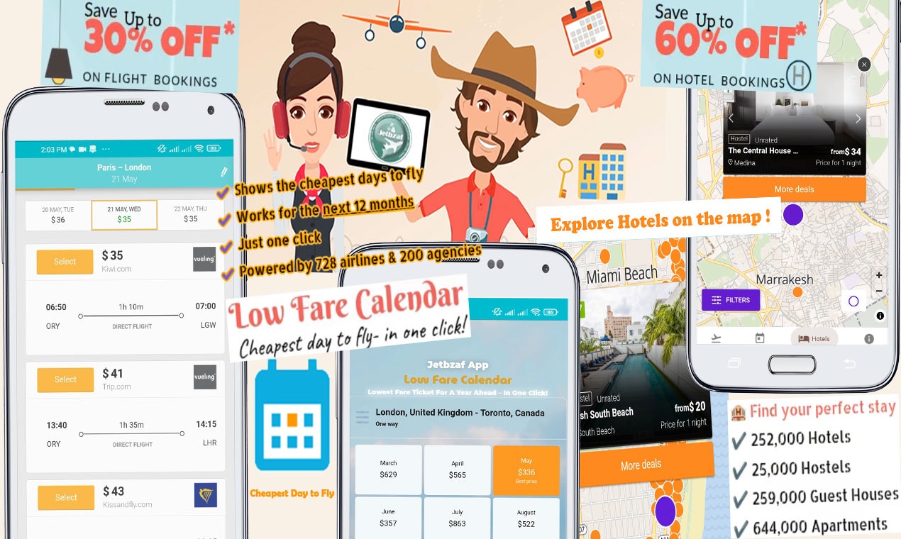 Jetbzaf | Low Fare Calendar for Flights - Cheapest Day to Fly for the Next 12 Months — One Click Away media 3
