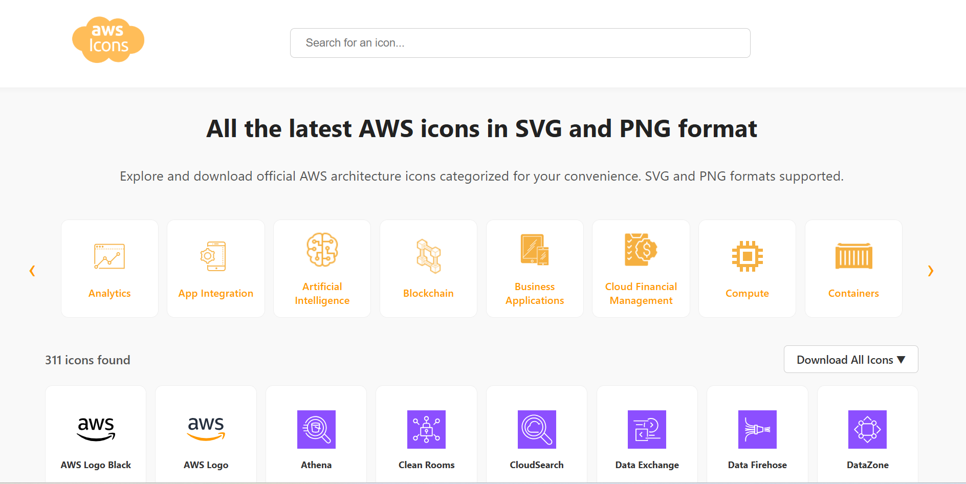 AWS -Symbole Explorer - Laden Sie die neuesten AWS -Symbole in SVG und PNG herunter, kopieren und einfügen Medien 1