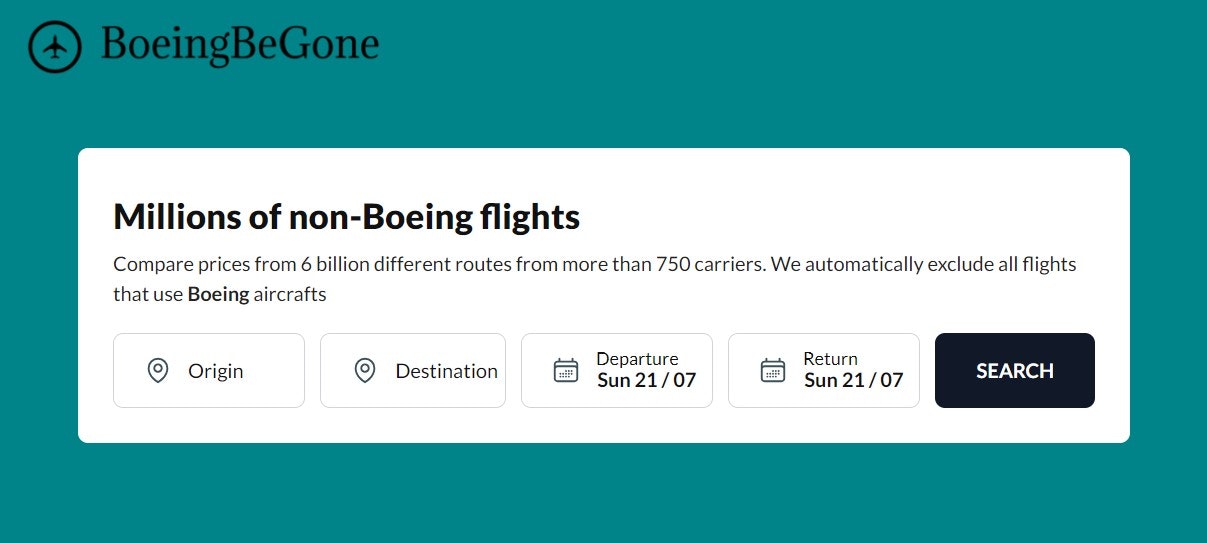 startuptile Boeing Be Gone-Boeing-free flight search