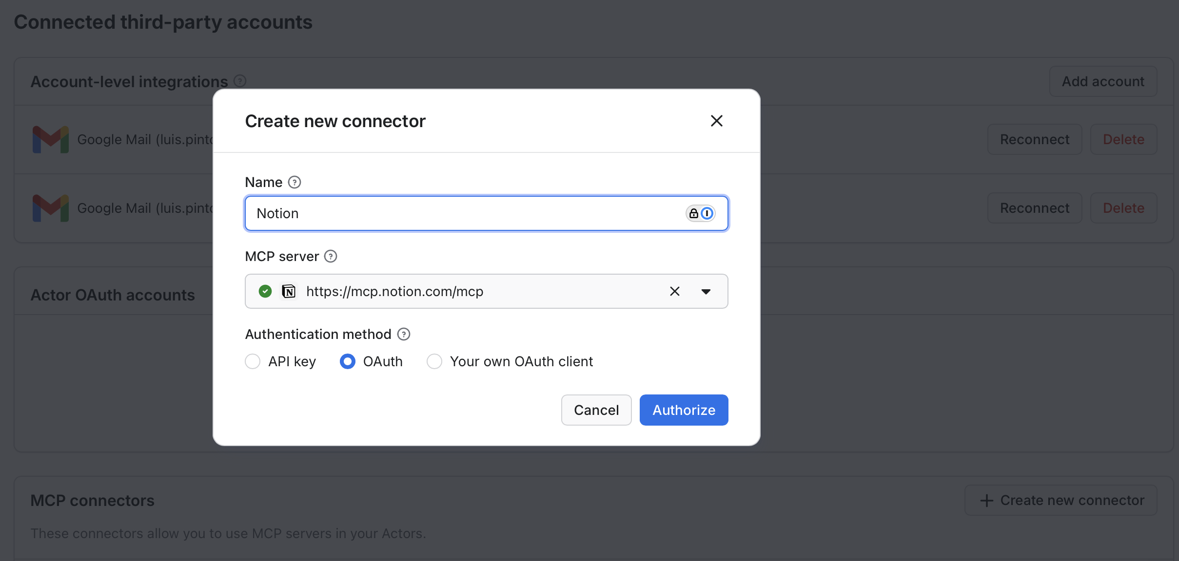 Apify: MCP connectors gallery image
