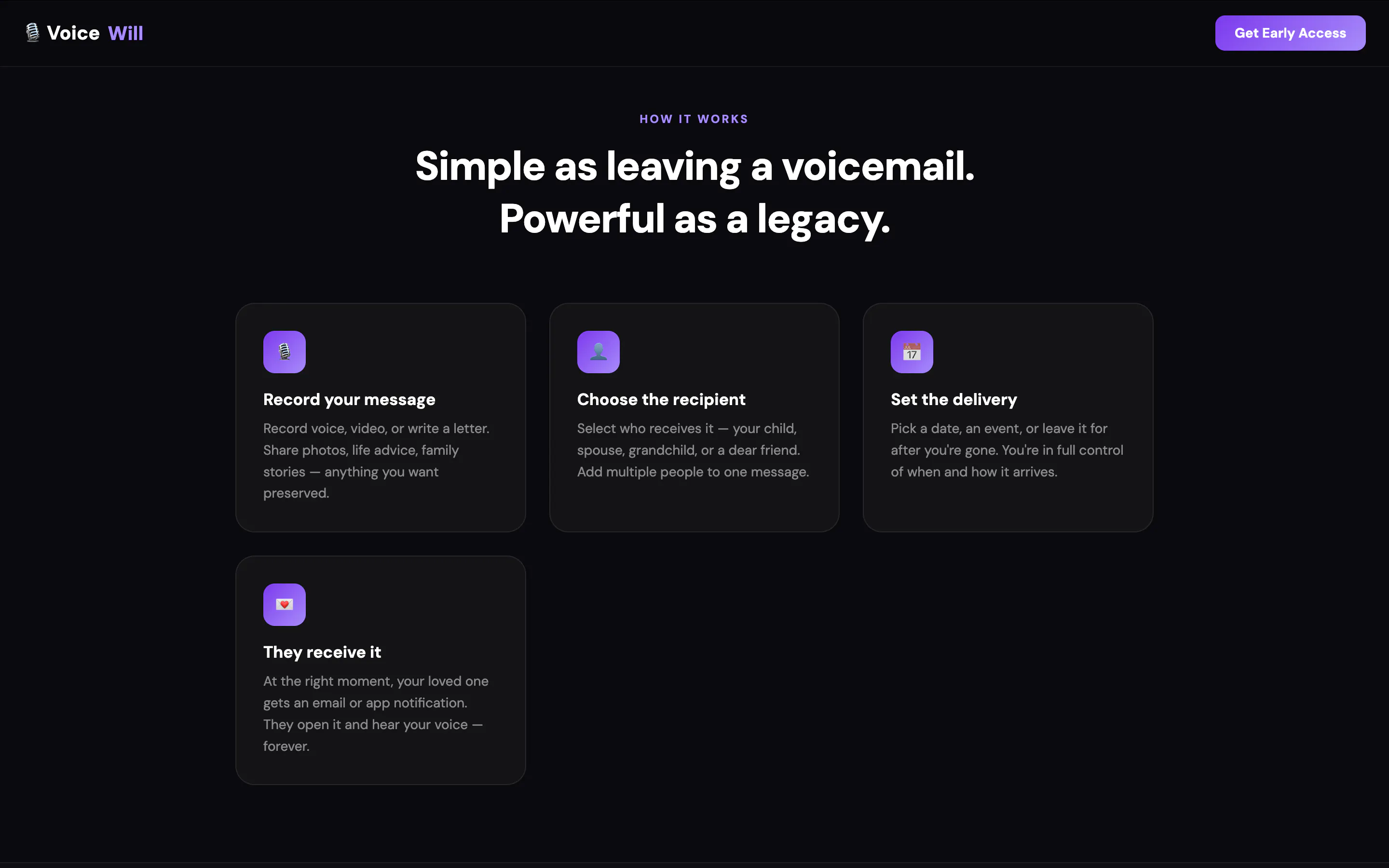 VoiceWill Messages They'll Never Forget product banner