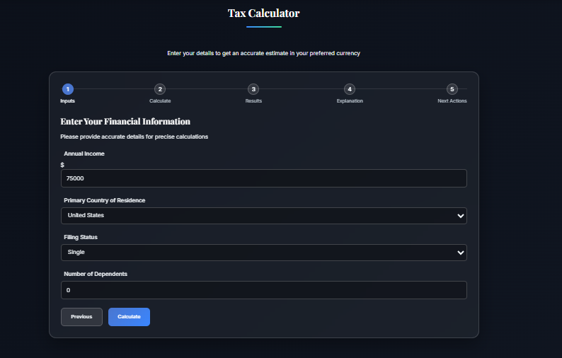 Global Tax Calculator - Screenshot 2 showing product features and functionality