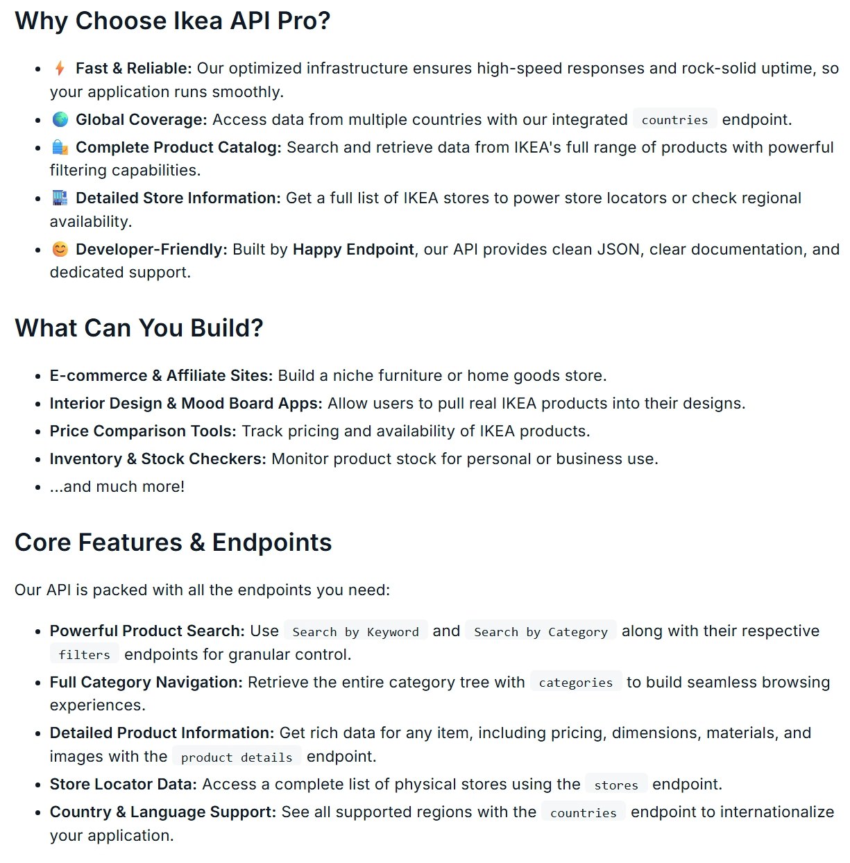 Real-time Ikea Data API - Screenshot 3 showing product features and functionality