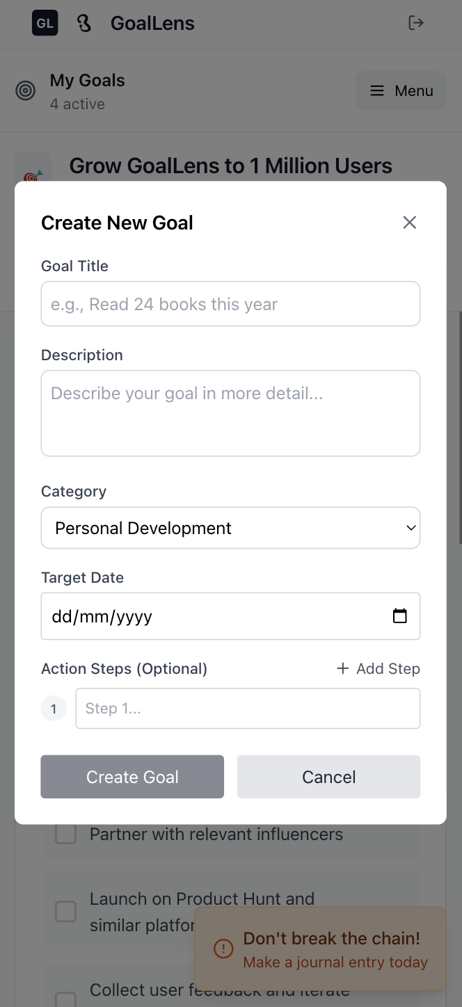 GoalLens - Screenshot 4 showing product features and functionality