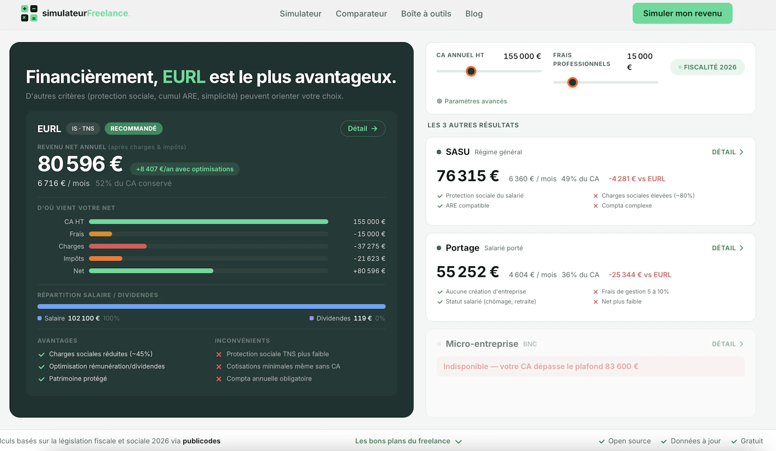 simulateurFreelance screenshot 3